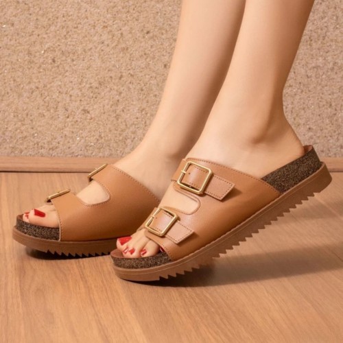 Papete Moleca Fivela Caramelo - Papete 