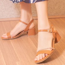 Sandália Softli Salto Grosso Caramelo - Salto Grosso 