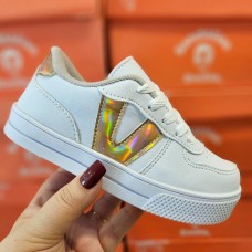 Tênis Infantil Menina Branco Metalizado - Tênis 